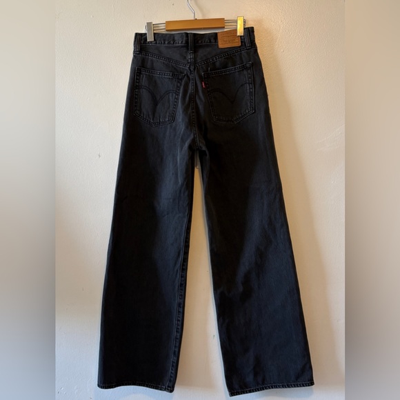 Levi's Ribcage Wide Leg Jeans Black Size 29 High-Rise 90s-inspired Casual - Picture 4 of 12